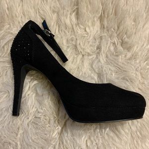 Style & Co studded suede ankle strap platform pump